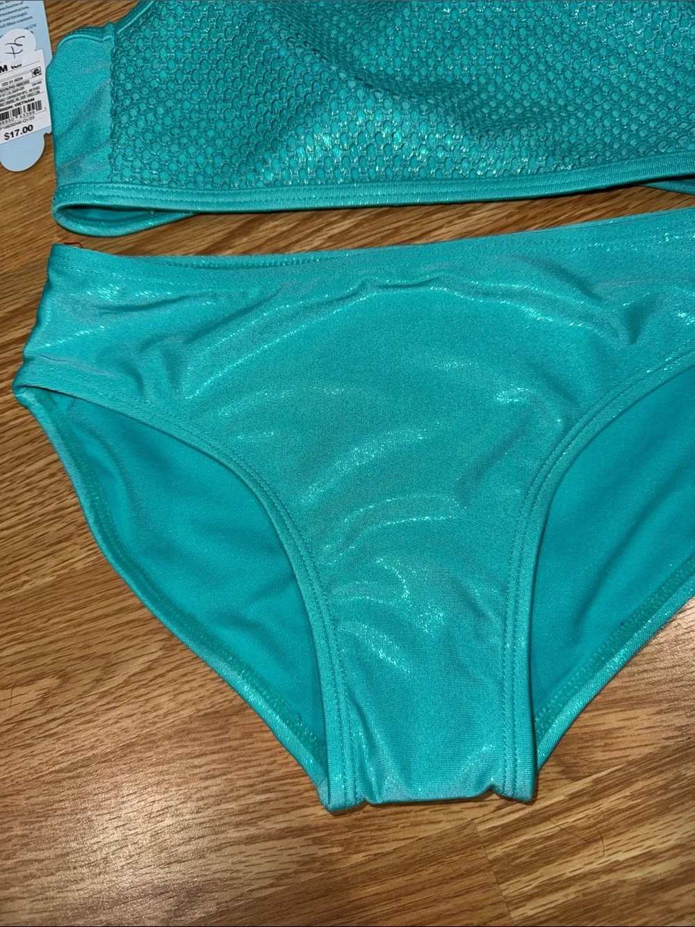 Cat & Jack Teal Shimmer Girls Two-Piece Bikini Set